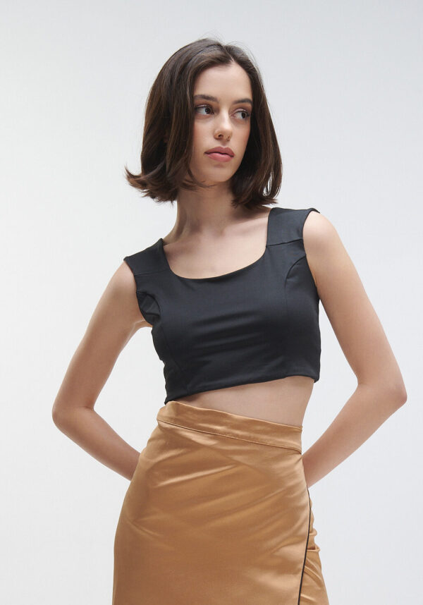 crop top ελαστικο μαυρο