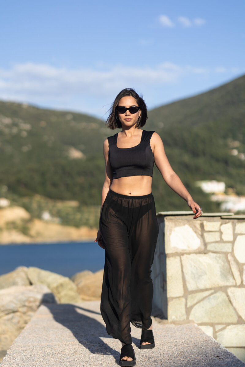 διαφανες παντελονι μαυρο