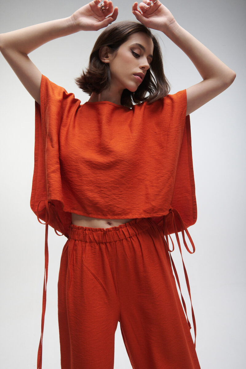 μπλουζα one size plus size 2xl πορτοκαλι φυσικο υφασμα ρεγιον βισκοζη